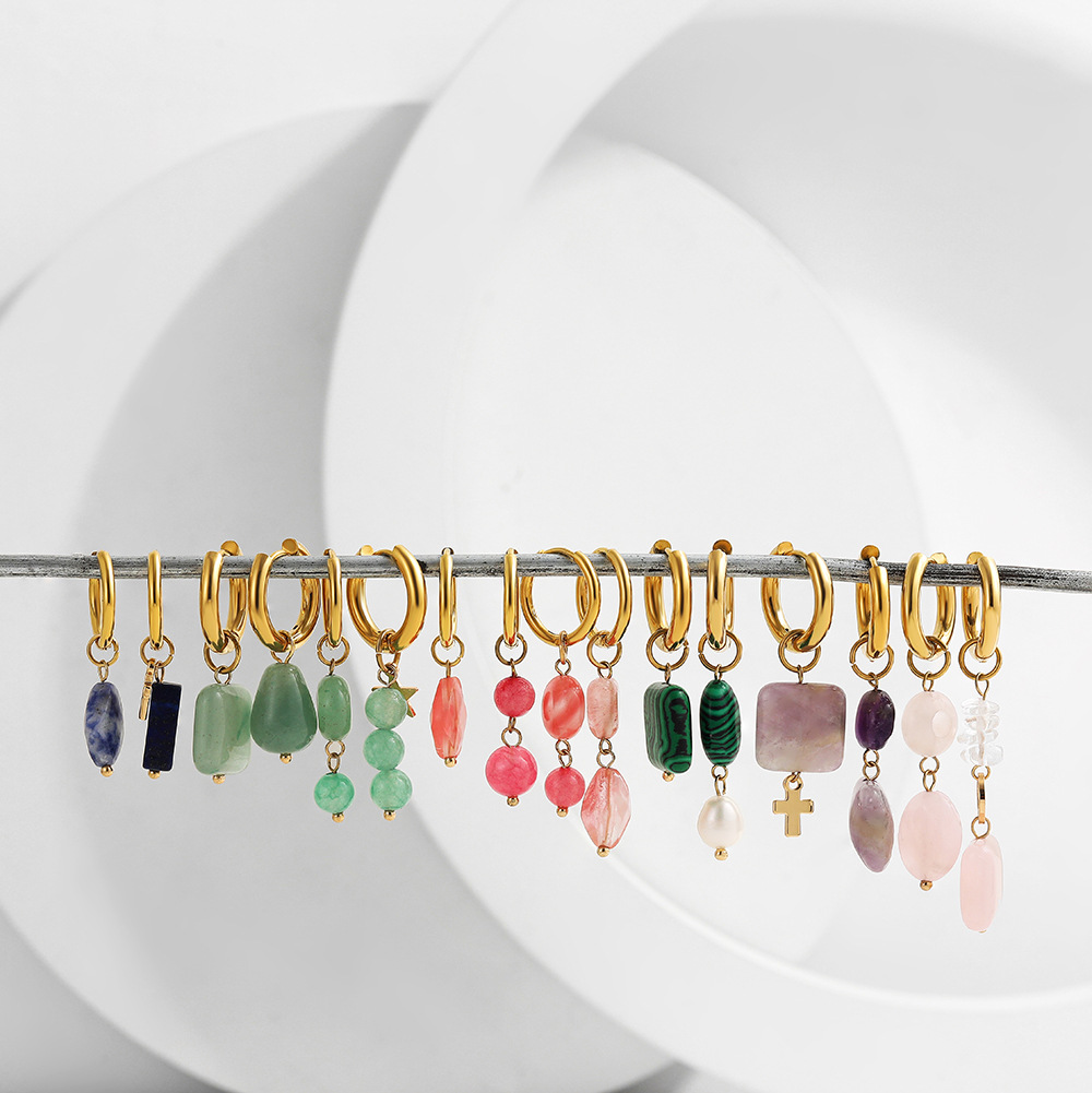 1 Pair Modern Style Geometric Natural Stone Drop Earrings display picture 3