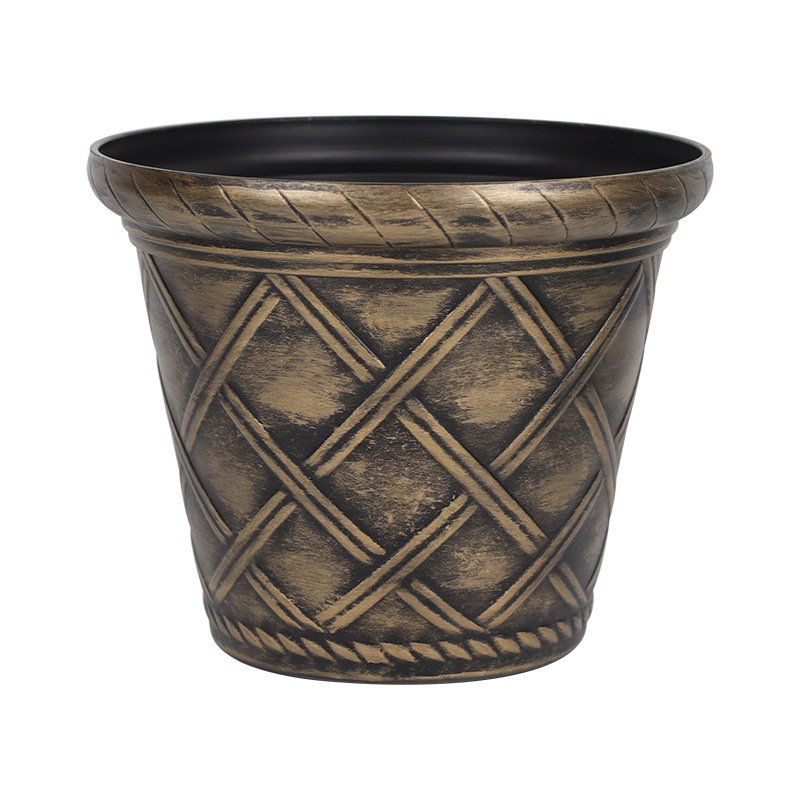 Global retro patio cobre imitación maceta de plástico redonda comercio exterior maceta de plástico antiguo romana europea gruesa personalizada