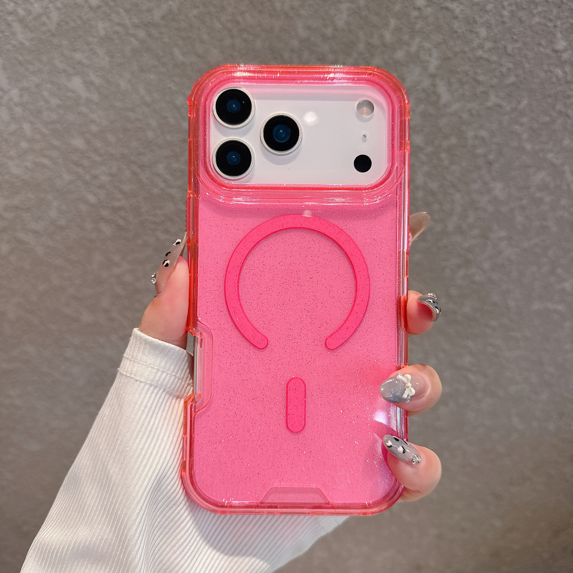 Ventas calientes en México para Apple IP17 Promax 3 - en - 1 caso de teléfono celular, polvo flash Apple 17 caso de teléfono magnético