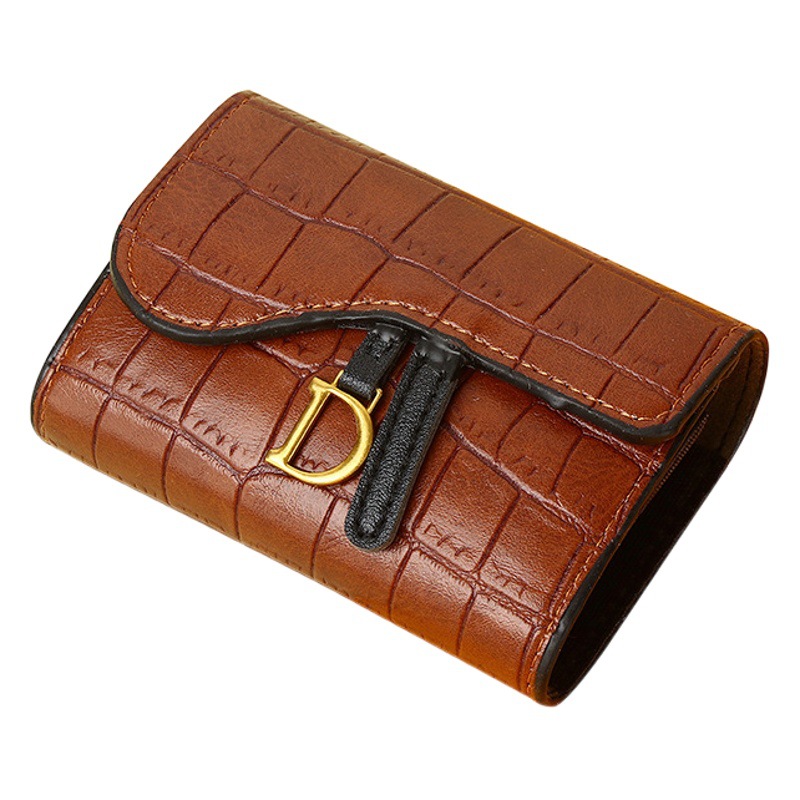 Cross-Border Exclusive Supply for Europe and America, Retro Short Women's Wallet with a High-End Feel, Multiple Card Slots, Crocodile Pattern, Anti-Degaussing Accordion-Style Card Holder