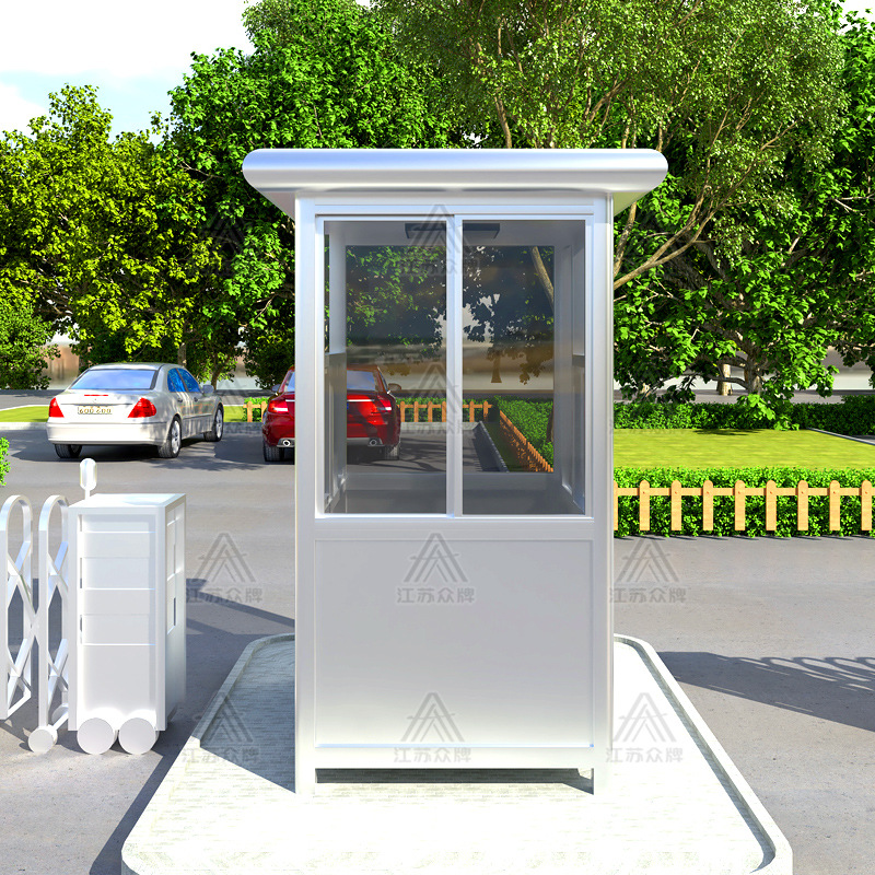 Puesto de guardia de acero inoxidable terminado, mesa de imagen de bienvenida, pabellón de seguridad, centro comercial, estacionamiento de pago, pabellón de seguridad, sala de servicio comunitario