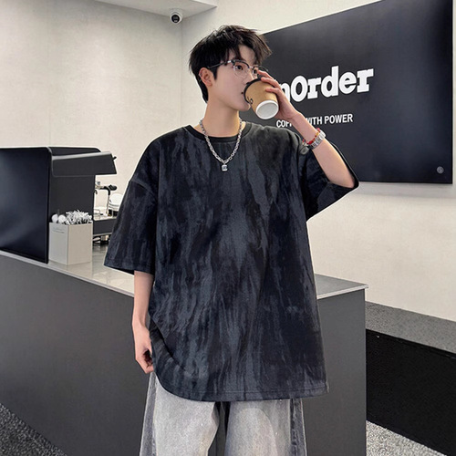 Men's Summer Fashion Brand American Heavyweight Half Sleeve Loose High-end Casual Short Sleeve T-shirt 