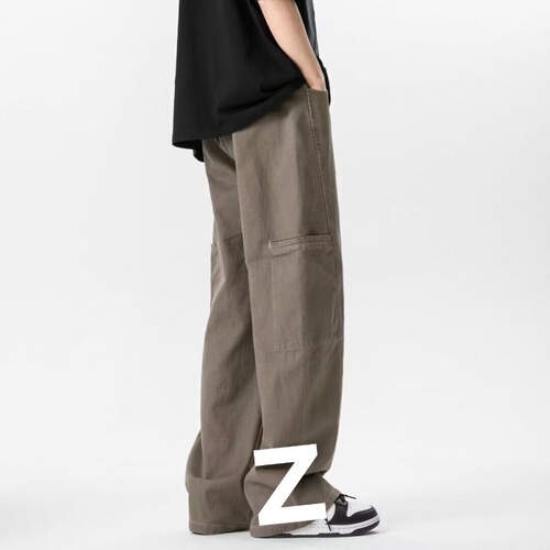 Cross-border American workwear jeans men's retro high-end design straight tube high street loose casual wide-leg pants women 