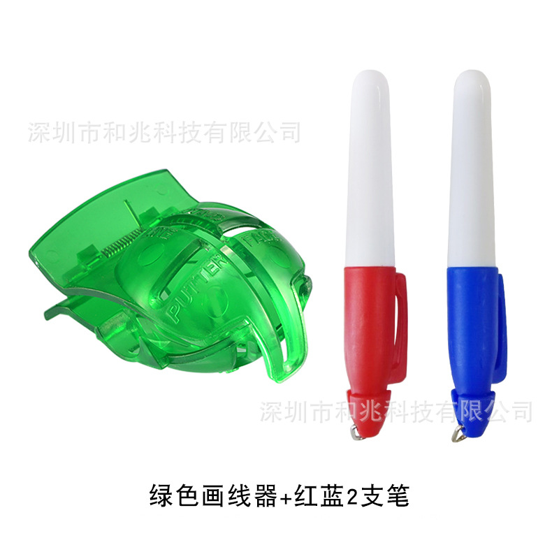 녹색 클립 + 빨간색과 파란색 펜 2개