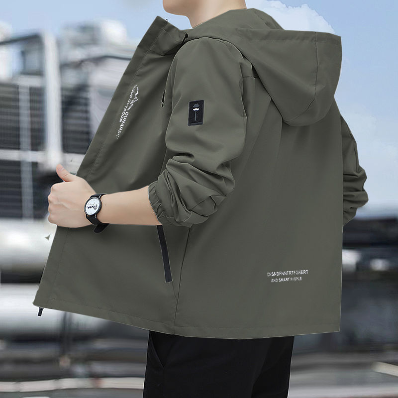 Clothes Men's Hooded Summer 2025 Jacket New Spring and Autumn Boys Men's Casual Jacket Handsome Windbreaker Sports
