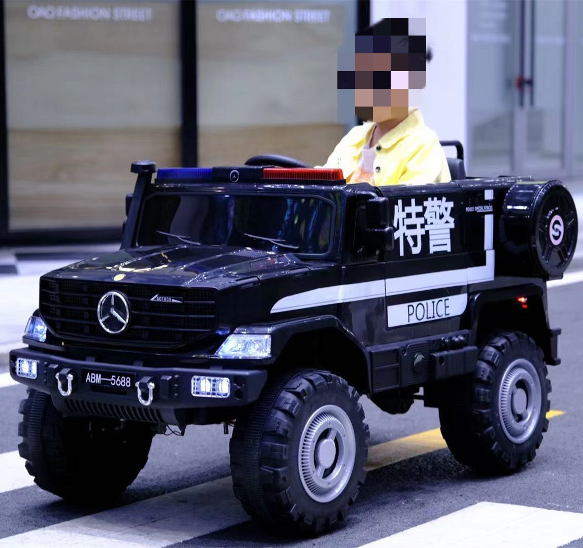 消防警车可坐人爱贝美儿童电动汽车越野遥控摇摆四轮四驱宝宝玩具