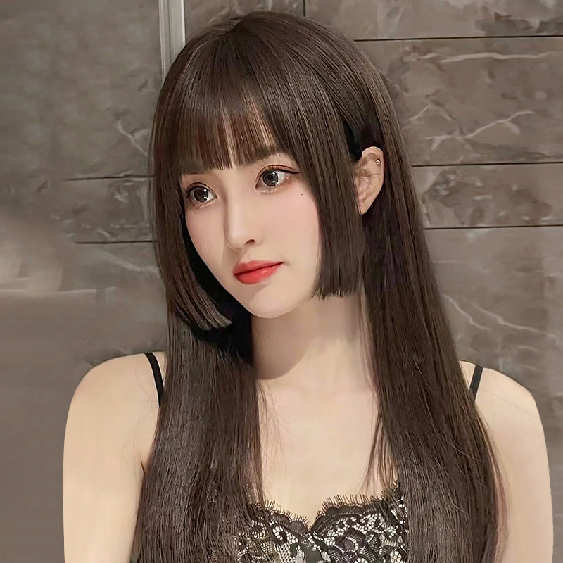 Wig female long hair black long straight princess cut 2022 New Fashion natural simulation full head cover factory wholesale