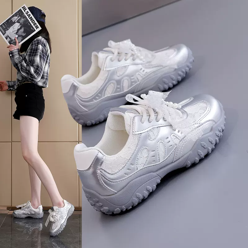 2026夏季新款蕾丝休闲德训鞋女小众设计复古网面透气板鞋女L0802