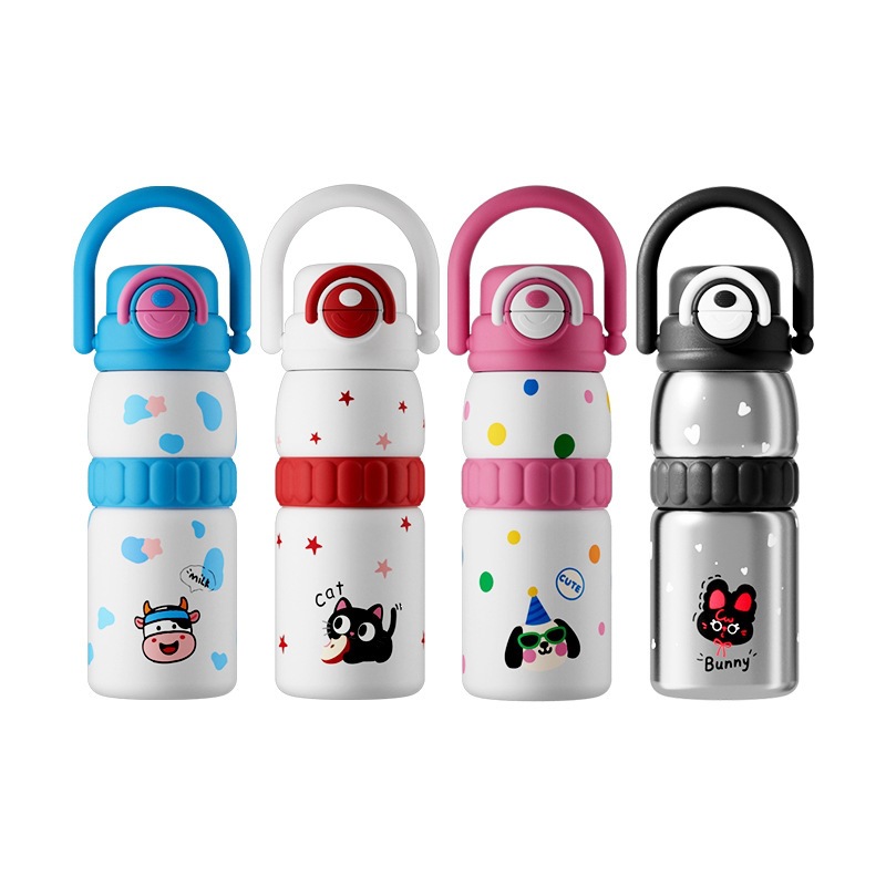 Taza de aislamiento para bebidas de alto valor de cara caricatura linda portátil de gran capacidad de seguridad a prueba de fugas taza de agua para niños taza de mano