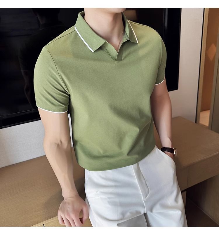 Áo Polo Nam Cổ Bẻ Vải Lụa Băng Mát Mùa Hè Tay Ngắn — màu đen, Cao bồi xanh, màu trắng chi tiết 24
