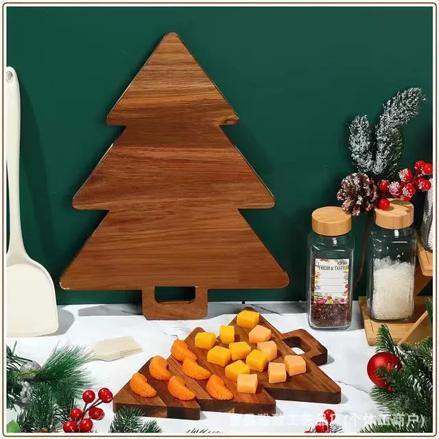 Скандинавская рождественская елка деревянная разделочная доска Домашняя еда Хлеб торт поднос из цельного дерева