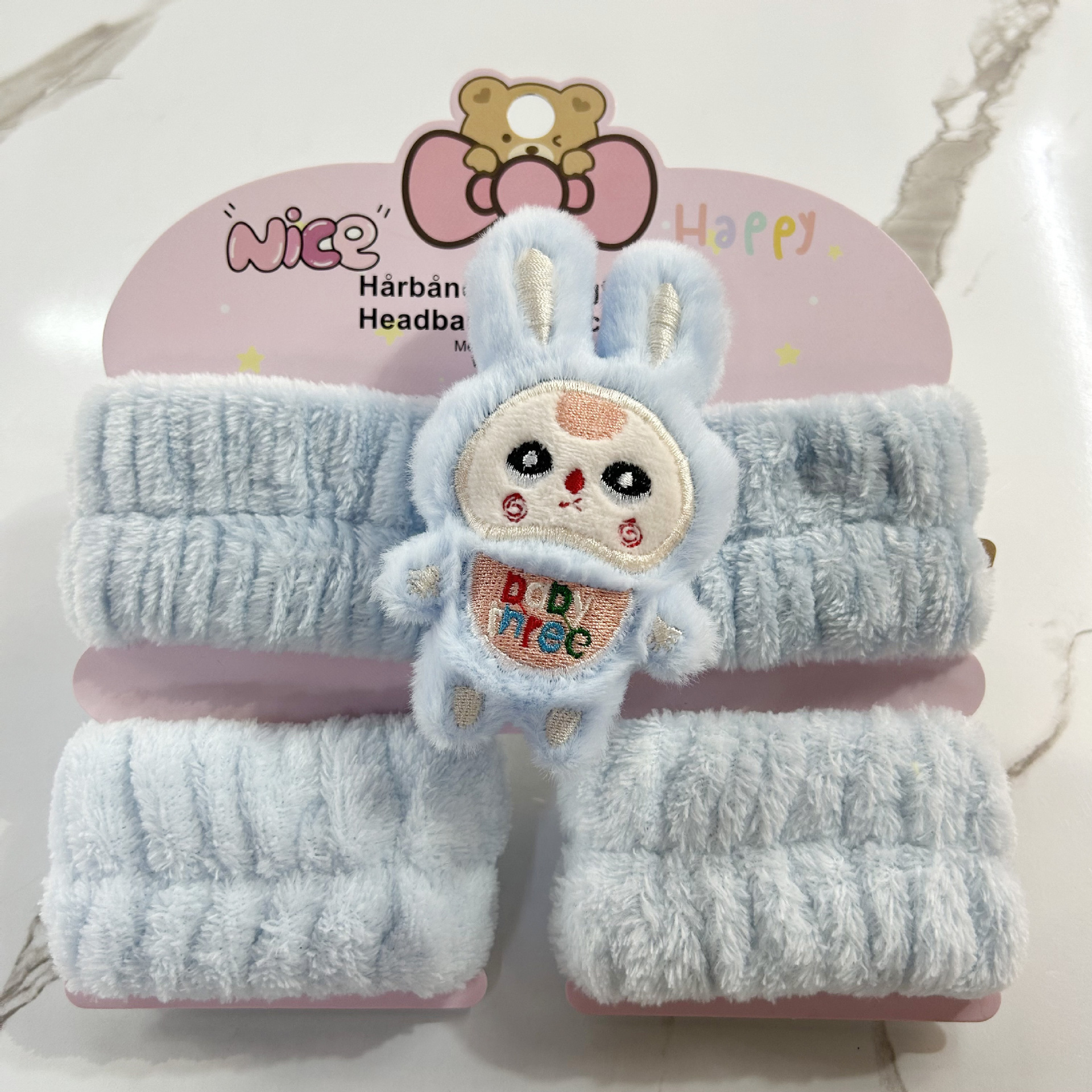 Banda de cabello de moda con tarjeta de papel dulce decoración de animales pequeños de peluche de lavado banda de cabello de dibujos animados correa de muñeca tridimensional