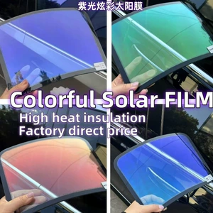 Factory wholesale of colorful car window tint film, including imperial purple, blue, and enchanting glass explosion-proof and sun protection films, sold in full rolls