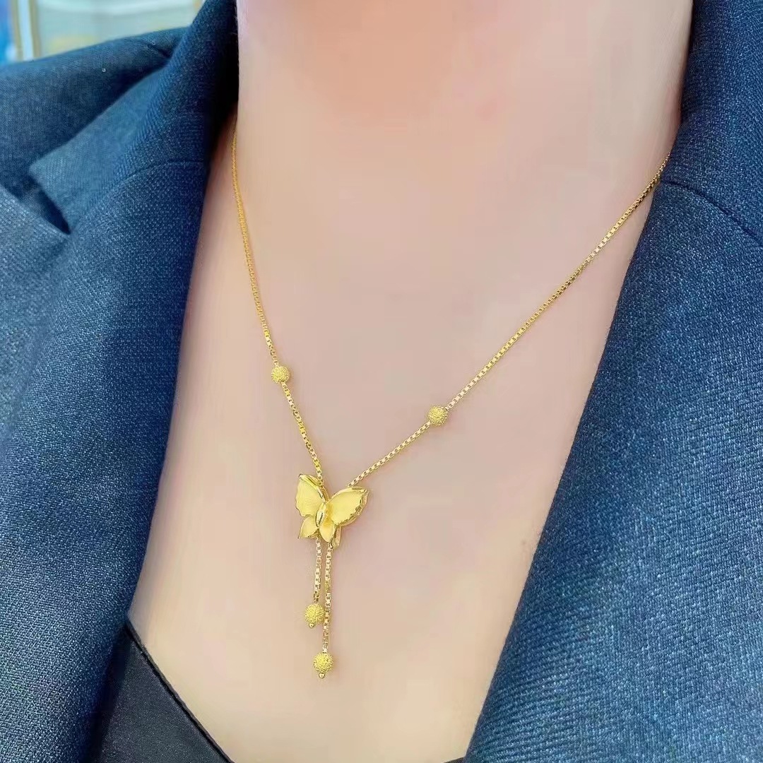 跨境新款立体流苏蝴蝶项链