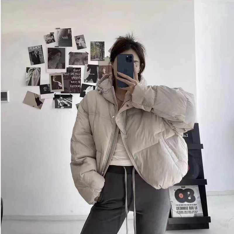 羽绒服女2025年冬季新款韩版小个子连帽加厚面包服短款肯豆风外套|undefined