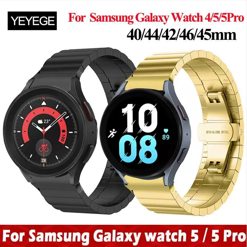 Для Samsung watch4/5Pro Ремешок с пряжкой-бабочкой Классический ремешок из нержавеющей стали для часов Samsung