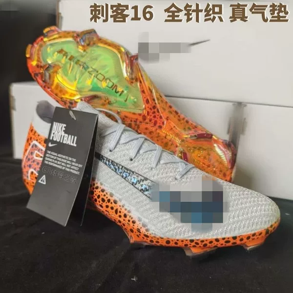 Original Assassin 16 Football Shoes Fg Long Spike Knitted Waterproof European Cup Men's and Women's Student Air Cushion Competition Training Shoes
