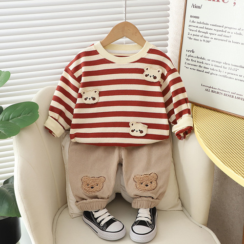 Men's Baby Sweatshirt Two-Piece Set Children's Autumn Outfit Factory Wholesale New Korean Style Boys Casual Trendy Children's Outfit Set