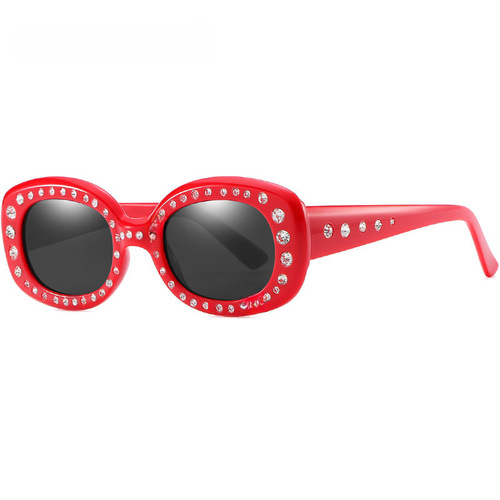 2906欧美塑料太阳镜镶钻眼镜墨镜小方框外贸亚马逊女防紫外线