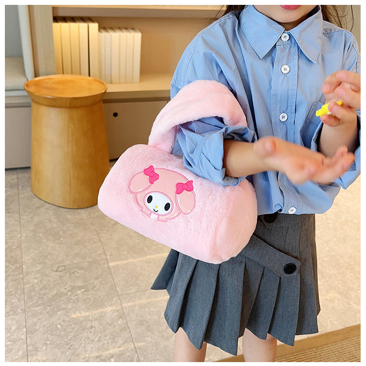 Fashionable plush bag, women's cartoon makeup bag, personalized new trendy children's bag, cute hand-held small bag for female students undefined