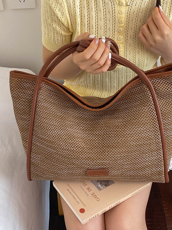 Bolsa de tejido de gran capacidad para mujeres 2026 nueva moda de vacaciones de playa bolsas de brazo de viaje ocio bolsas de hombro image 1