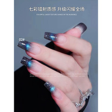 2025年新款流行百搭网红款动感碎钻猫眼甲油胶光疗胶套装美甲店用