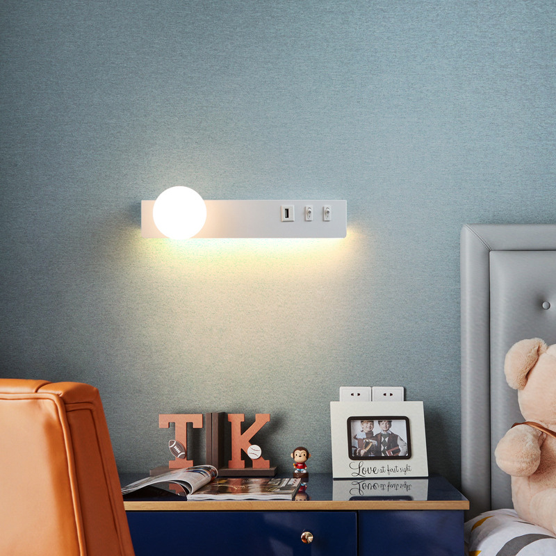 Cabecera nórdica SUB lámpara de pared dormitorio sala de estar pared creativa minimalista moderna decoración de hotel de lectura luces rotativas
