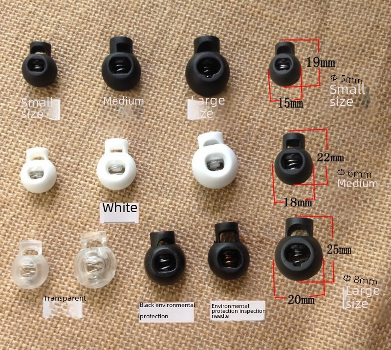 Single hole double hole black and white plastic spring buckle elastic buckle rope buckle pig nose buckle