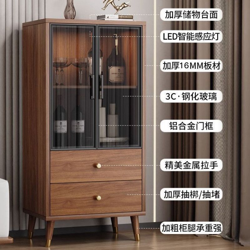 Living Room Wine Cabinet Household Chinese Modern Simple Sideboard Glass Wall Wine Cabinet Household Storage Cabinet