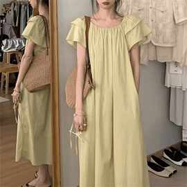 法式宽松连衣裙韩系小飞袖连衣裙女夏季2025新款法式气质显瘦遮肉