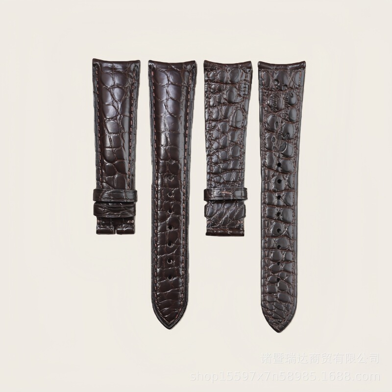 Curved Alligator Leather Watch Strap with Double-Sided Round Pattern, Genuine Crocodile Leather, Soft, Suitable for Both Men and Women Curved Alligator Leather Watch Strap with Double-Sided Round Pattern, Genuine Crocodile Leather, Soft, Suitable for Both Men and Women