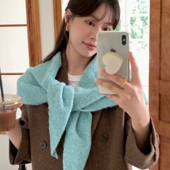 出口韩国纯色洋气软糯针织三角围巾大版披肩秋冬新款外搭坎肩女