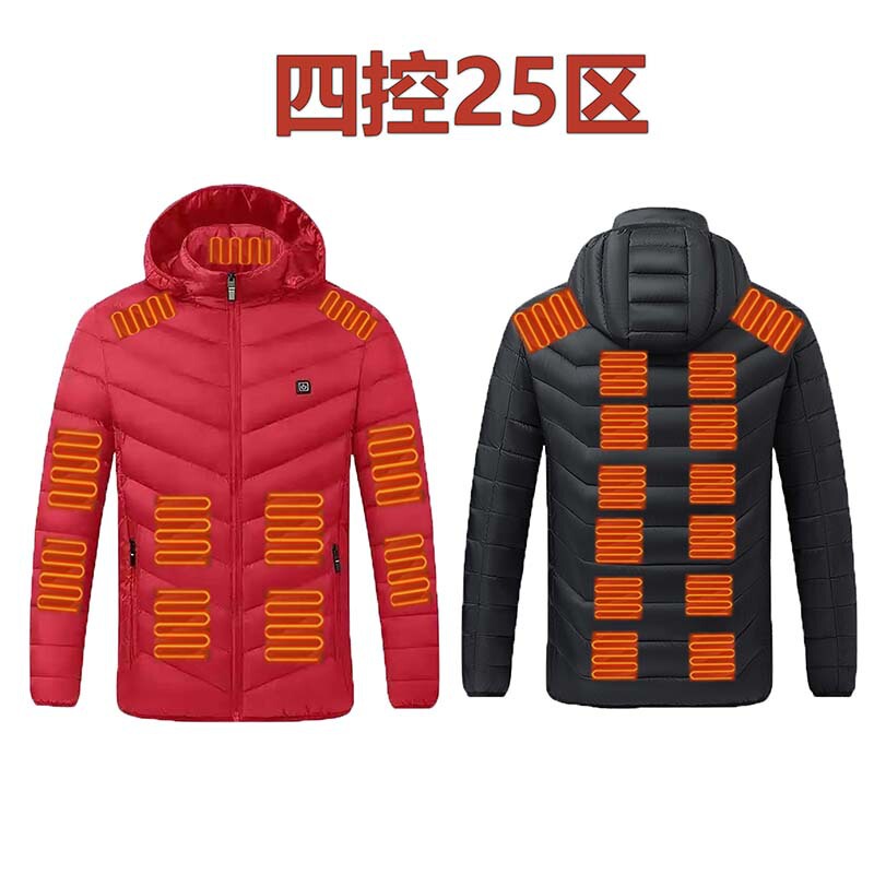 跨境发热棉服冬季爆款发热服USB接口户外保暖加热棉衣恒温加热服|undefined