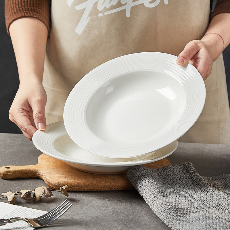 Underglaze Color 2026 New Pure White Bowls, Chopsticks, Plates, Simple Bowls and Plates, Western-Style Plate Set, Household Ceramic Tableware