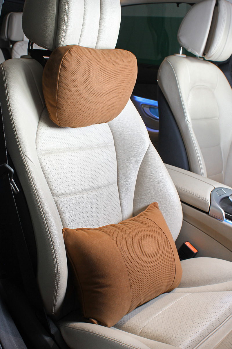 Punching headrest suede suitable for Mercedes-Benz S-Class Maybach punching neck pillow car pillow 5 series neck waist pillow