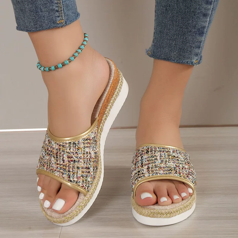 Summer slippers, footwear platform, sandals for leisure, plus size, 2023 years, European style