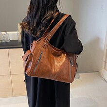 厂家批发外贸女包PU皮单肩斜挎包大容量托特包女士上班通勤手提包