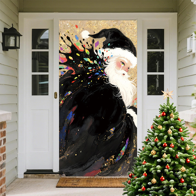 2025 新しいクリスマスクリエイティブ装飾ドアカバークリスマス雰囲気シーンレイアウトクロスボーダー卸売背景カバー布|undefined