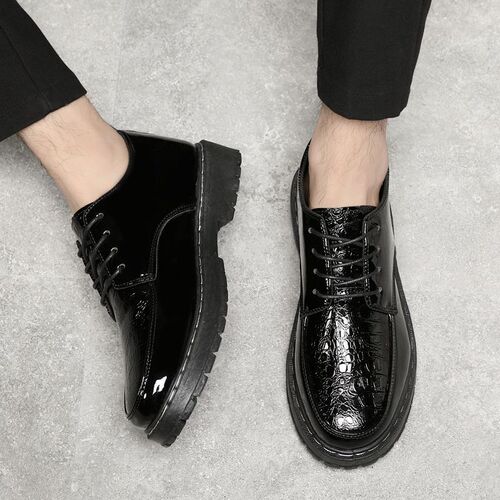 Summer suit leather shoes for men, formal business casual breathable Korean style trendy blue plus one, English black small leather shoes