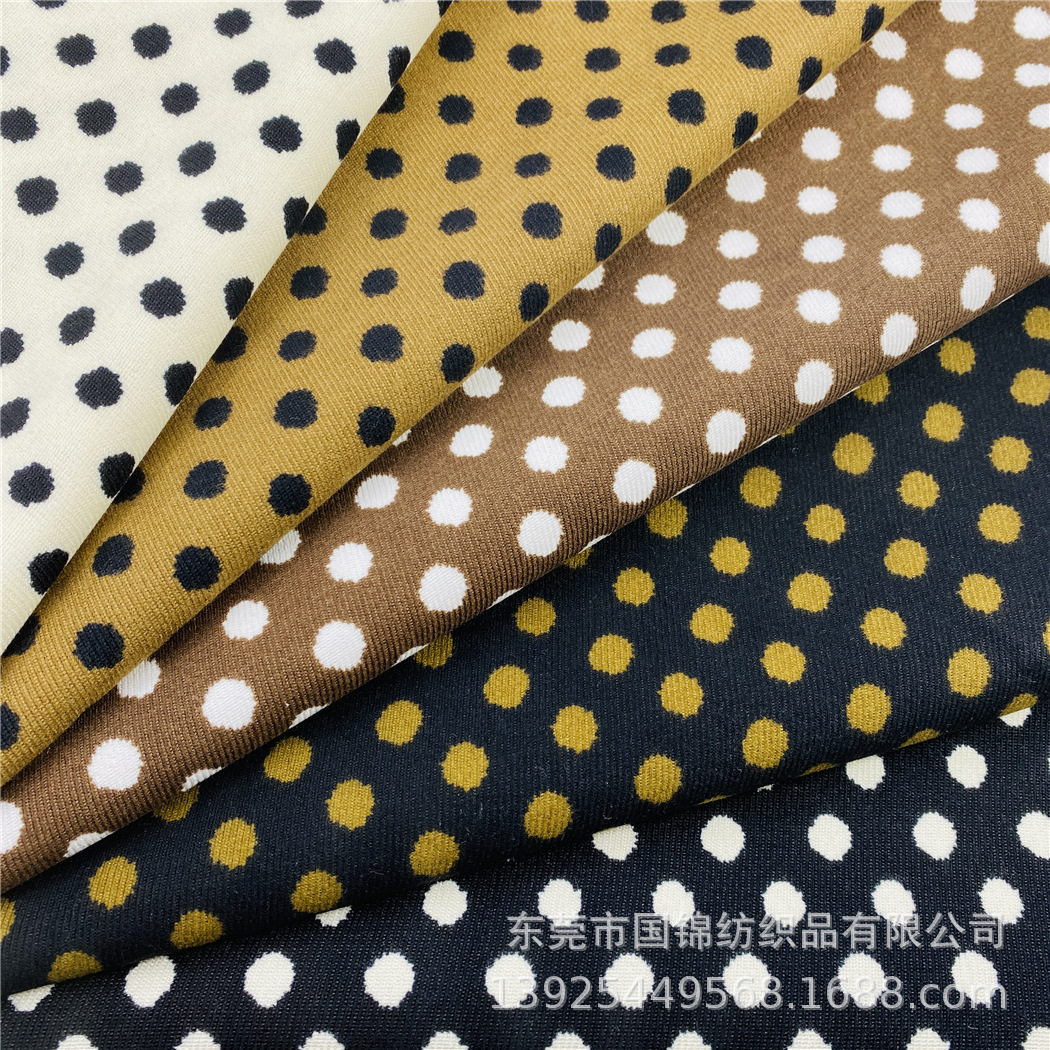 9毫米波点布 锦涤斜纹灯芯绒印圆点 秋冬季童装女装包包面料