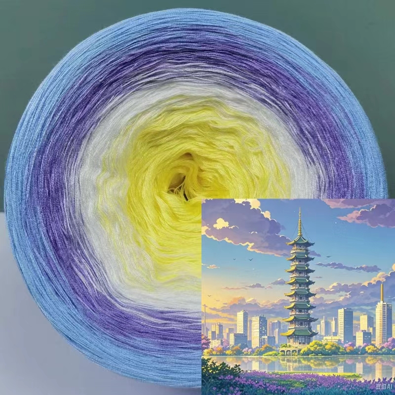 有机蕾丝绵混股妖精线手绕蛋糕线渐变长段染春夏披肩围巾毛衣展