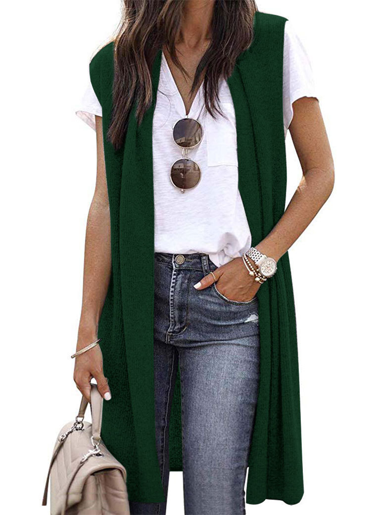 Europeo y americano 2023 transfronterizo Amazon nuevo chaleco cardigan eBay moda de moda medio-longitud chaleco sin mangas para las mujeres