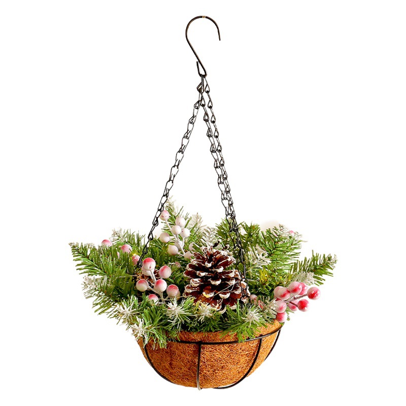 Estación independiente transfronteriza Cesta colgante de Navidad Garland Decoraciones navideñas Guirnalda de Navidad Cesta colgante de Navidad artificial