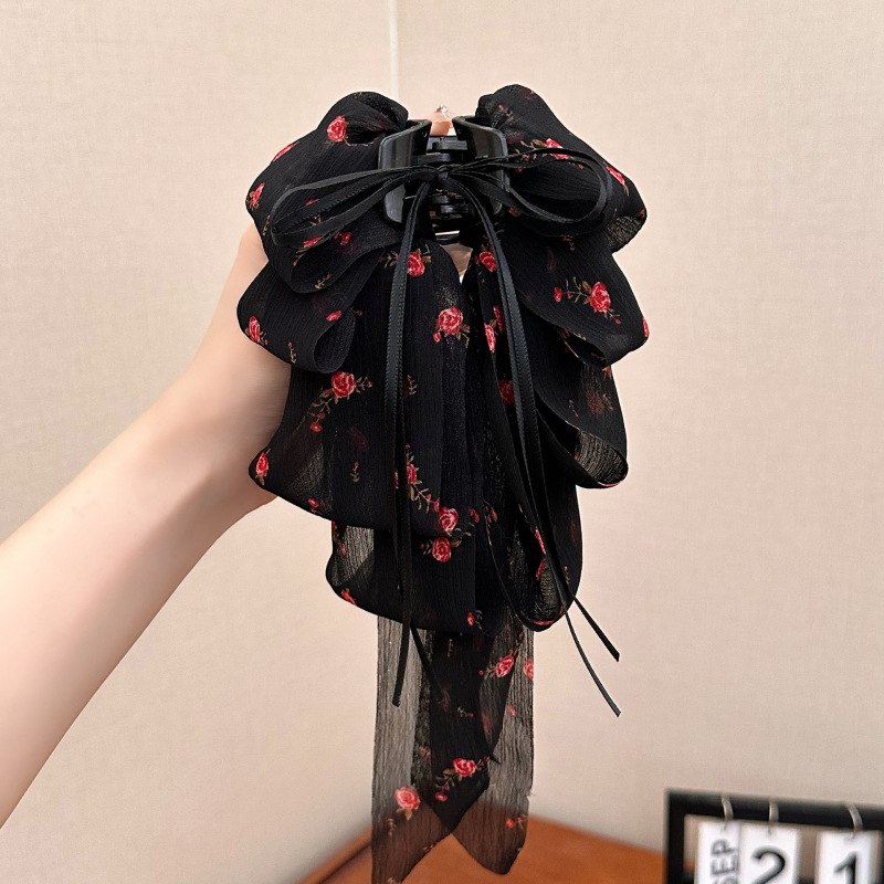波西米亚法式蕾丝蝴蝶结马尾夹高级感芭蕾风优雅抓夹后脑勺发夹女|undefined