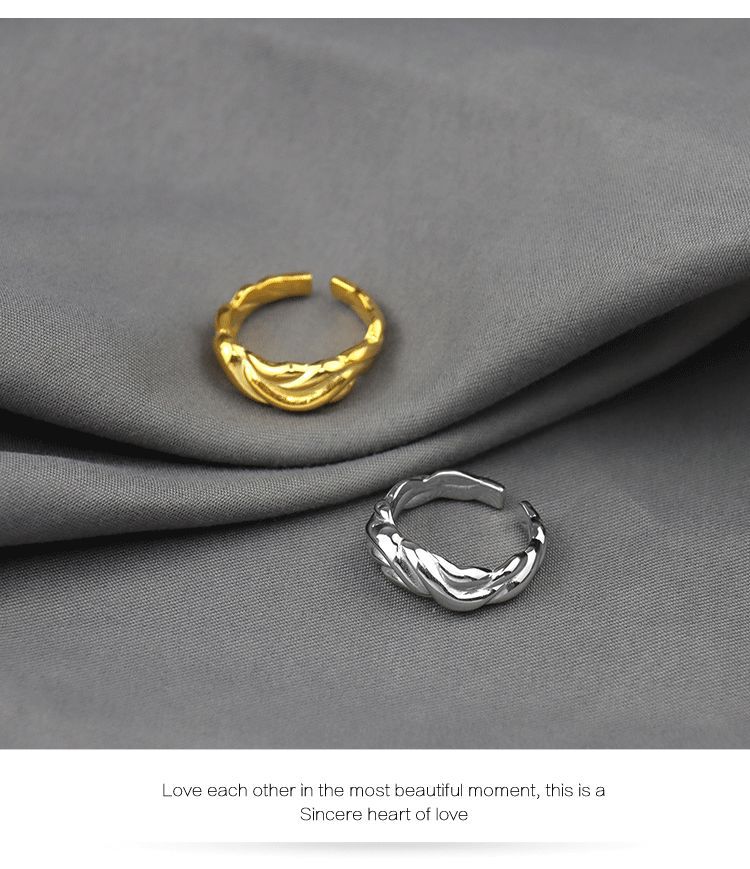 Korean fashion wave pattern index finger ring simple design geometric opening ring