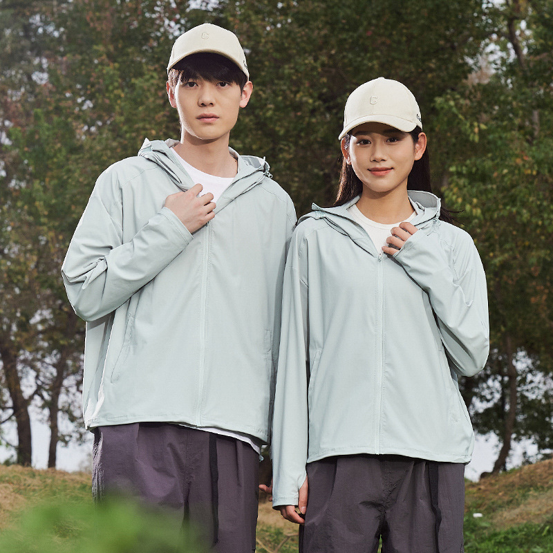 UPF50 + chaqueta de protección solar de verano tendencia suelta de hielo piel piel transpirable chaqueta de protección solar al aire libre para hombres