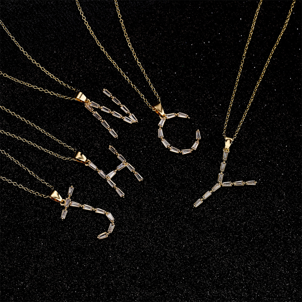 Fashion Letter Copper Inlay Rhinestones Pendant Necklace 1 Piece