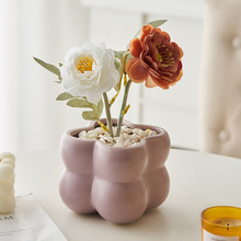 陶瓷泡泡花瓶摆件大口圈径鲜花插花创意水培花瓶高档上档次装饰品