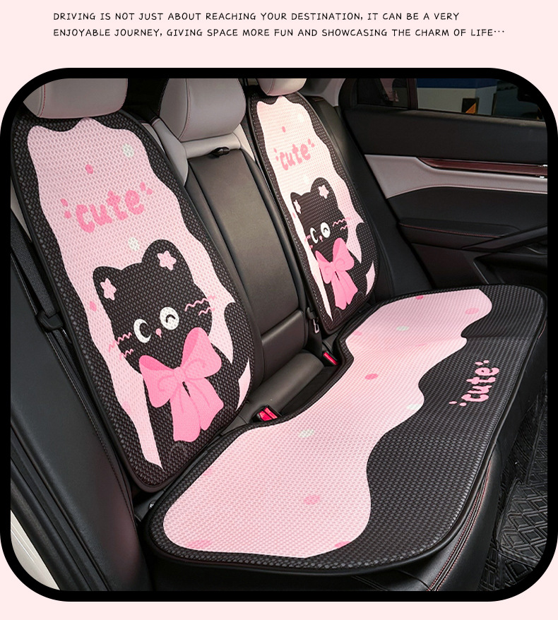 Summer Car Cushion Cute Bow Cat Car Comfortable Breathable Cushion Creative Cartoon Car Seat Cover
