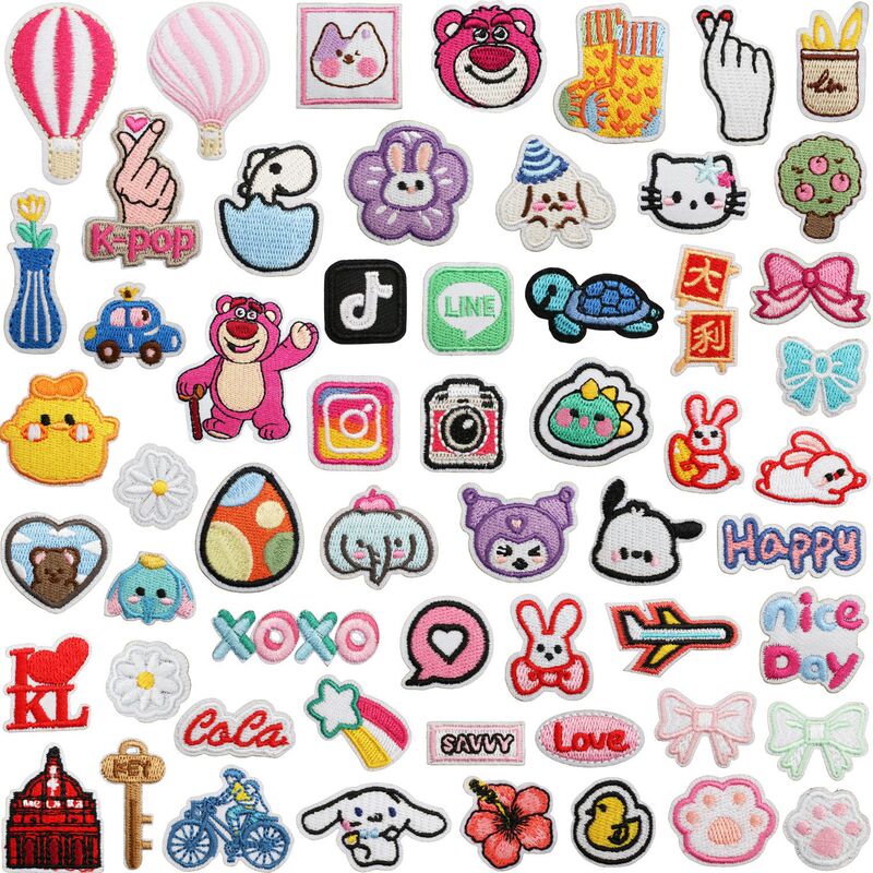 Mini embroidery cloth sticker cute small size patch diy webbing decorative hot air balloon animal computer embroidery logo